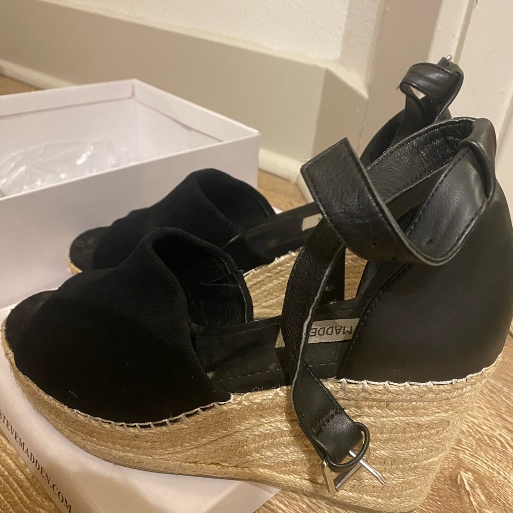 steve madden black suede espadrille
